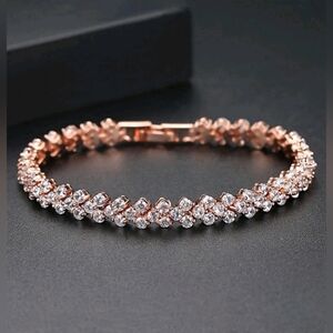 NEW Rose Gold CZ diamond tennis bracelet